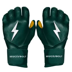 Bruce Bolt Batting Gloves – PREMIUM PRO Adult Long Cuff -Baseball Uniforms Sales Store Long Cuff Green 1