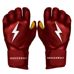Bruce Bolt Batting Gloves – PREMIUM PRO Adult Long Cuff -Baseball Uniforms Sales Store Long Cuff Maroon 1