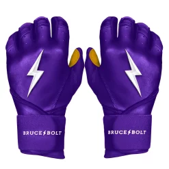 Bruce Bolt Batting Gloves – PREMIUM PRO Youth Long Cuff -Baseball Uniforms Sales Store Long Cuff Purple 1 1