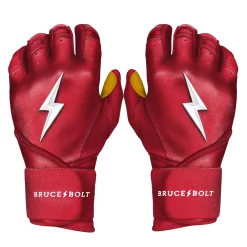 Bruce Bolt Batting Gloves – PREMIUM PRO Adult Long Cuff -Baseball Uniforms Sales Store Long Cuff Red 1
