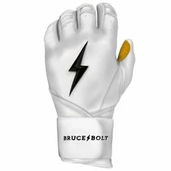Bruce Bolt Batting Gloves – PREMIUM PRO Adult Long Cuff -Baseball Uniforms Sales Store Long Cuff White 6