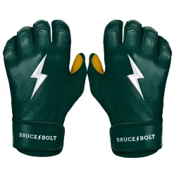 Bruce Bolt – PREMIUM PRO Adult Short Cuff Batting Gloves -Baseball Uniforms Sales Store Short Cuff Green 1