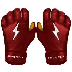 Bruce Bolt – PREMIUM PRO Adult Short Cuff Batting Gloves -Baseball Uniforms Sales Store Short Cuff Maroon 1