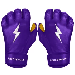 Bruce Bolt – PREMIUM PRO Youth Short Cuff Batting Gloves -Baseball Uniforms Sales Store Short Cuff Purple 1 1