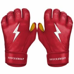 Bruce Bolt – PREMIUM PRO Youth Short Cuff Batting Gloves -Baseball Uniforms Sales Store Short Cuff Red 1 1