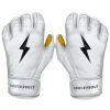 Bruce Bolt – PREMIUM PRO Adult Short Cuff Batting Gloves -Baseball Uniforms Sales Store Short Cuff White 1