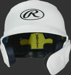 Rawlings Mach Batting Helmet W/ EXT Flap – White (MACHEXTR) -Baseball Uniforms Sales Store products machextr white 3