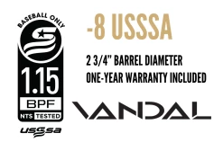 Victus Vandal Senior League (-8) USSSA Bat (VSBVX8) -Baseball Uniforms Sales Store products sl 8 vandal lineup
